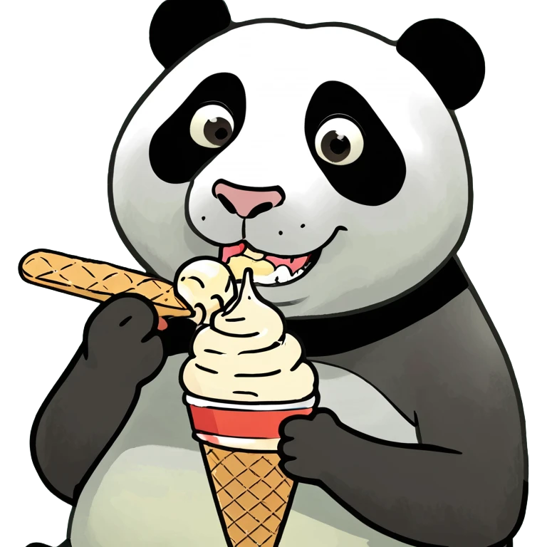 Panda eating ice cream emoji