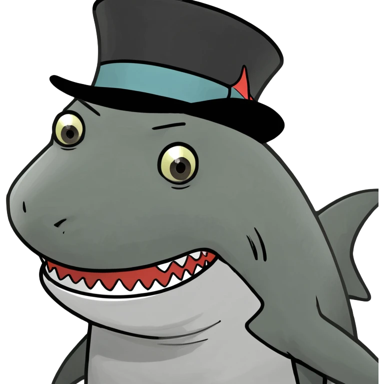 Shark with a top hat emoji
