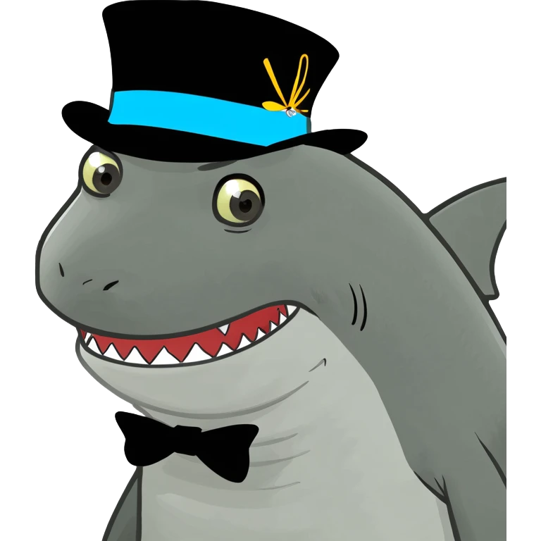 Shark with a top hat emoji