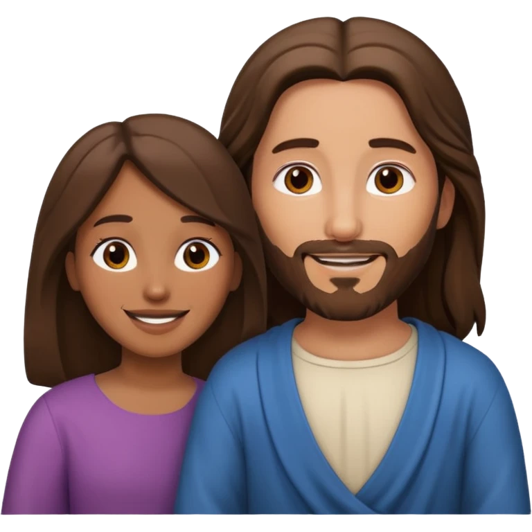 Jesus animado con una mujer ayudándola, variadas emoji