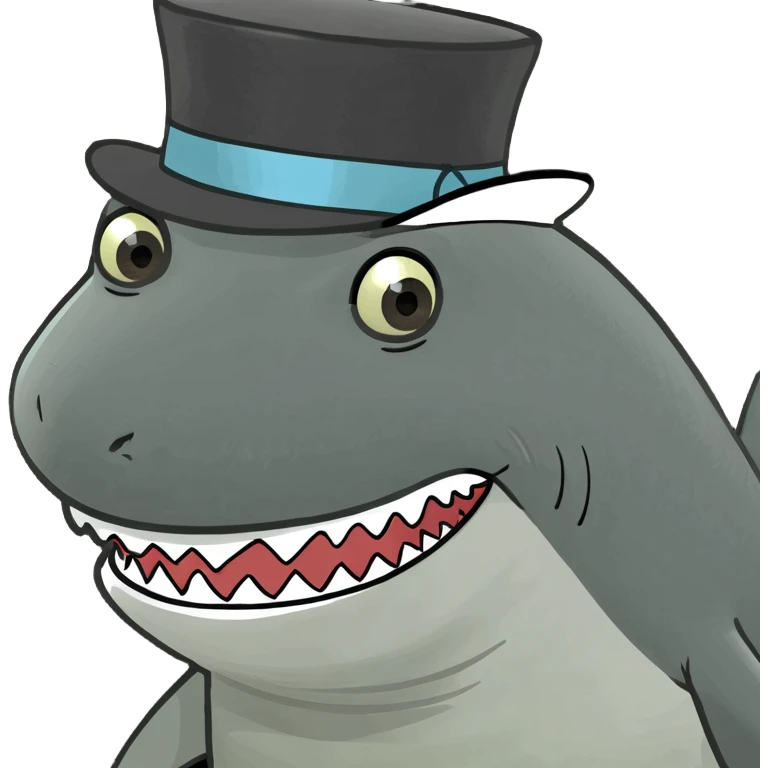 Shark with a top hat emoji