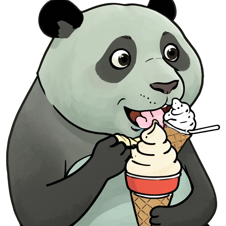 Panda eating ice cream emoji