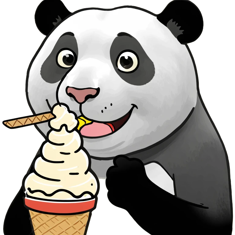 Panda eating ice cream emoji