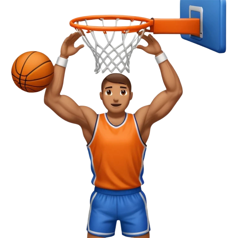 an arm dunking a basketball into a hoop emoji