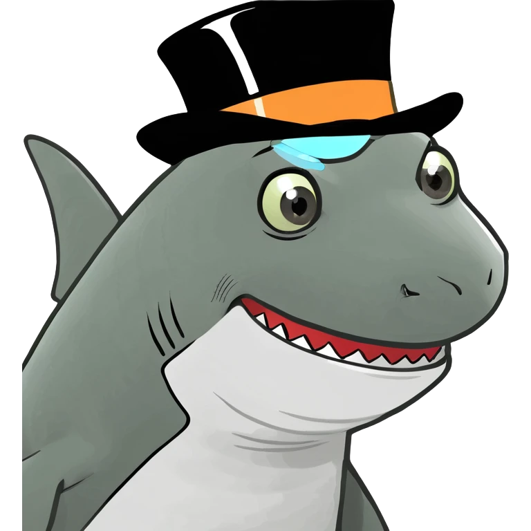 Shark with a top hat emoji