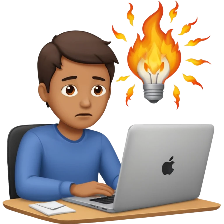 The man behind the laptop has deadlines burning emoji