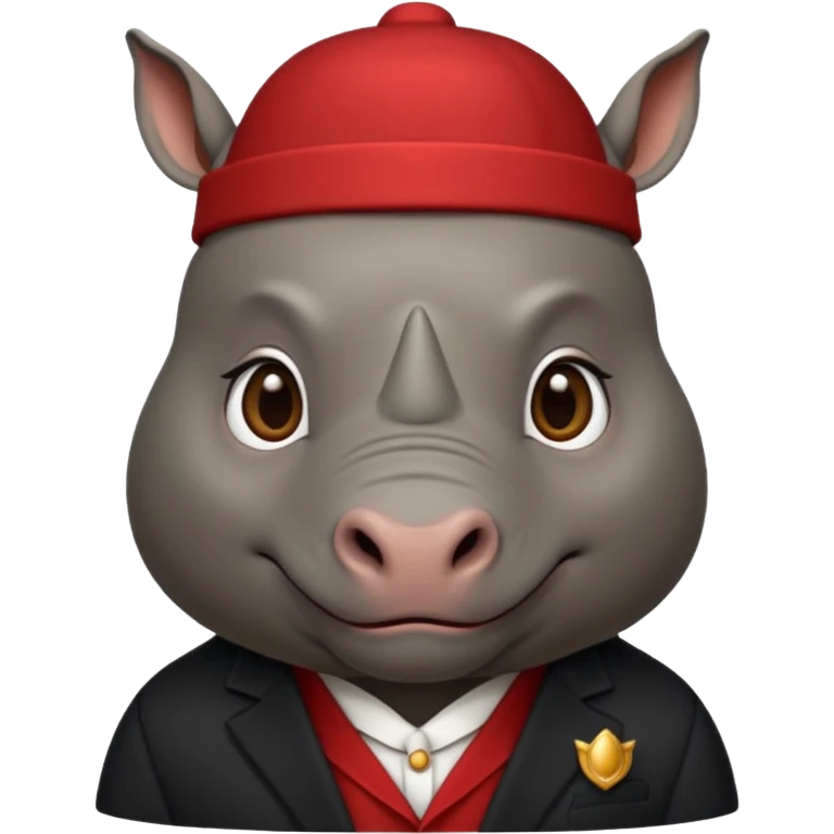 black suited rhino with fes hat emoji