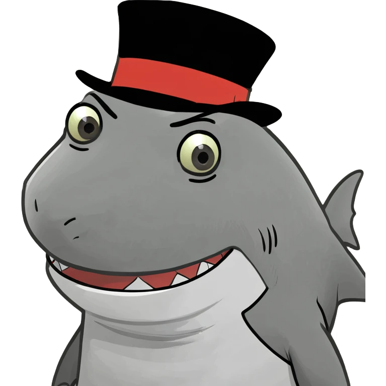 Shark with a top hat emoji