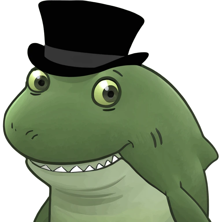 Shark with a top hat emoji