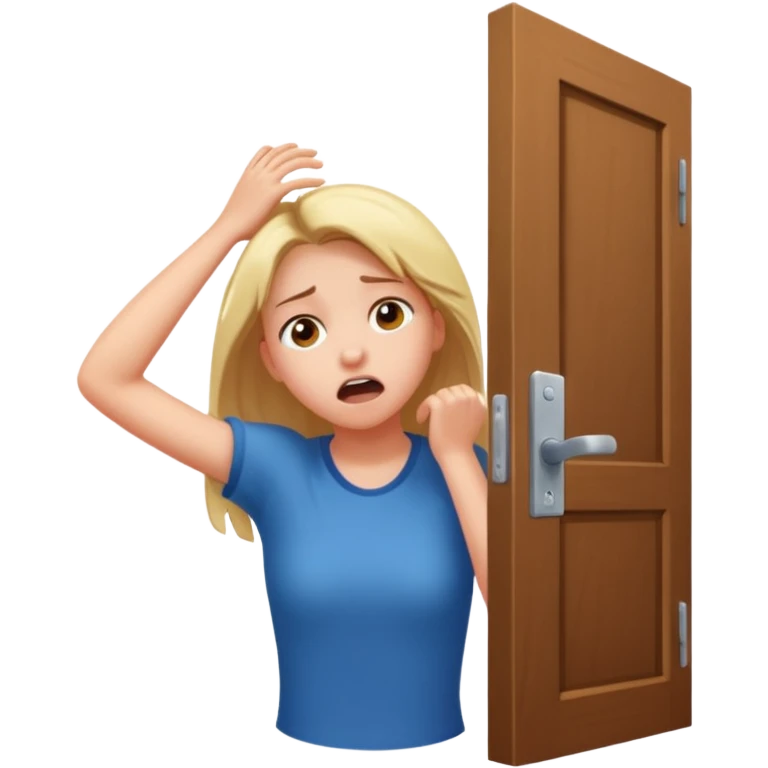Make an emoji of a girl banging their head on the door frame after jumping  emoji