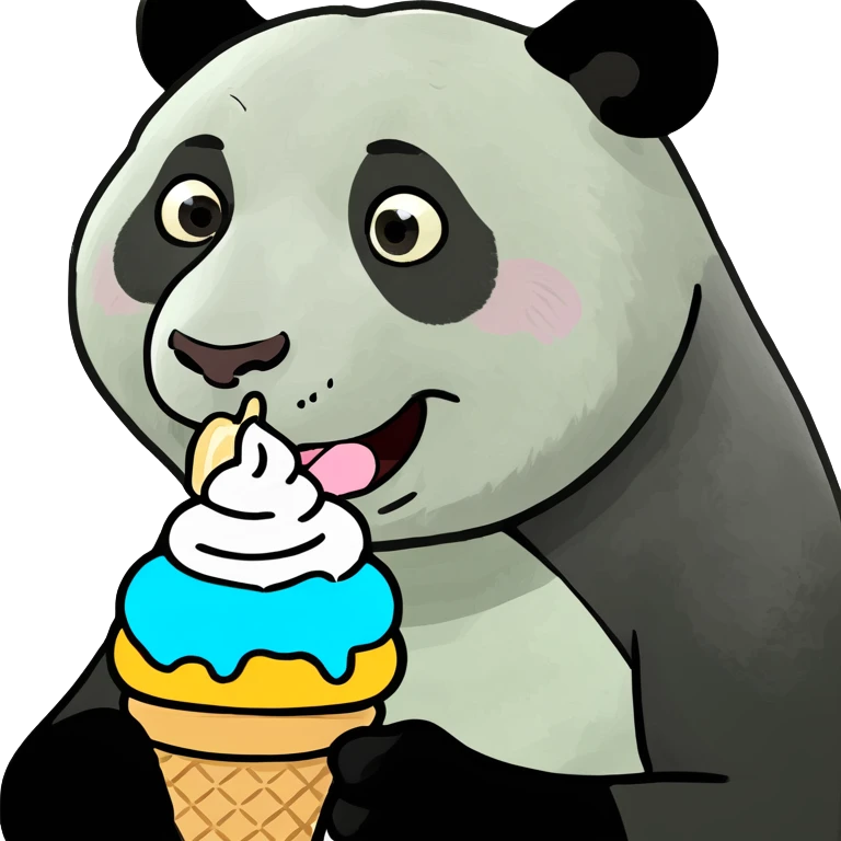 Panda eating ice cream emoji