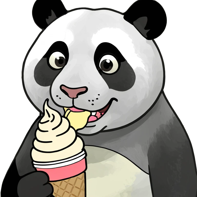 Panda eating ice cream emoji