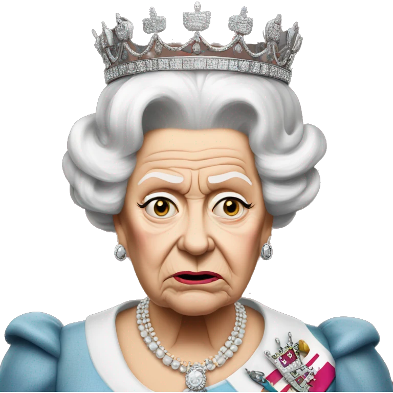 very angry queen Elizabeth the first without colour background emoji