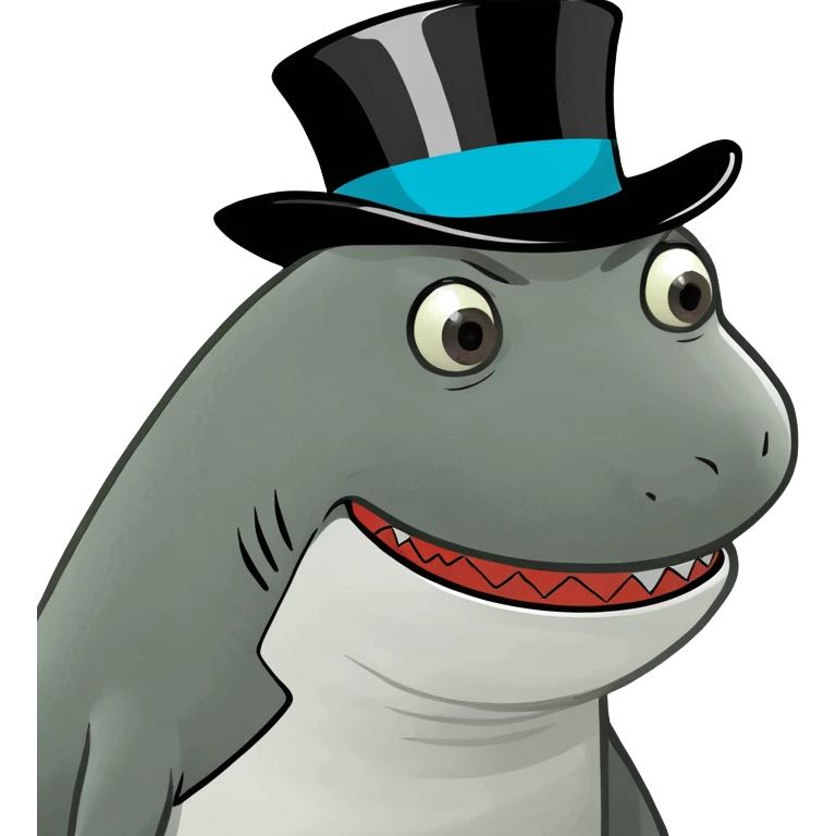 Shark with a top hat emoji