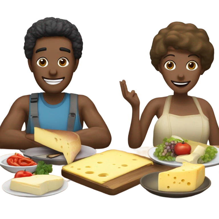 Raclette en amoureux autour d’une table emoji