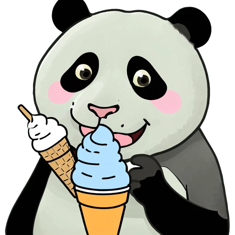 Panda eating ice cream emoji