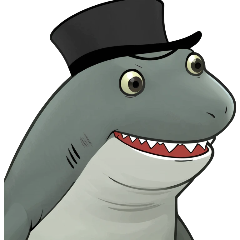 Shark with a top hat emoji