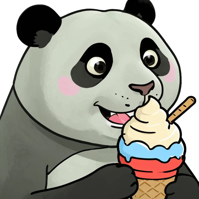 Panda eating ice cream emoji