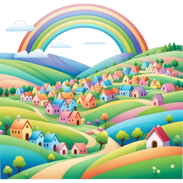 an easter rainbow village landscape emoji