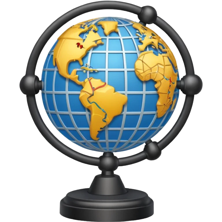 gear combined with a globe, with connected tech nodes emoji