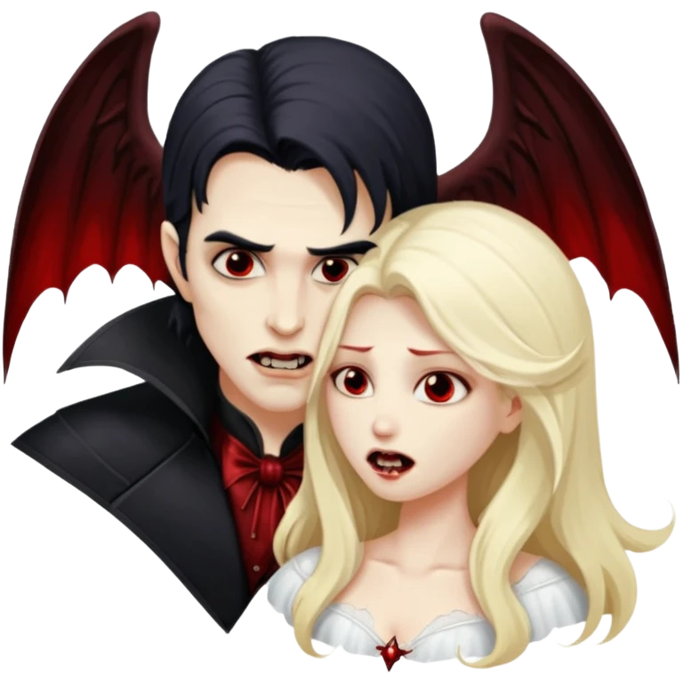 Vampire man biting angel woman emoji