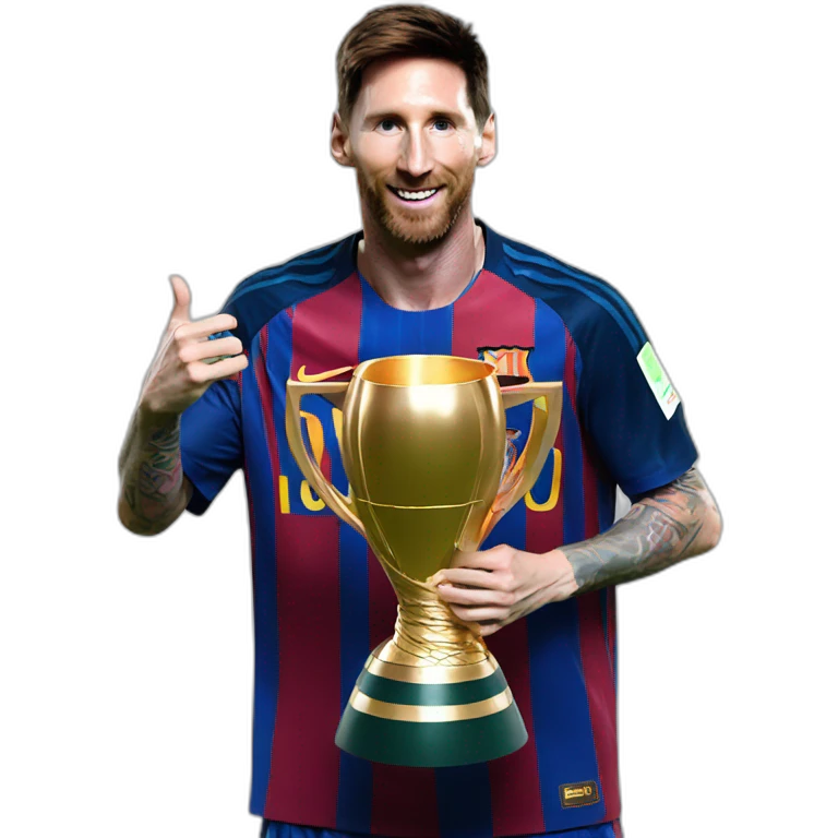 leo messi lifting world cup trophy emoji