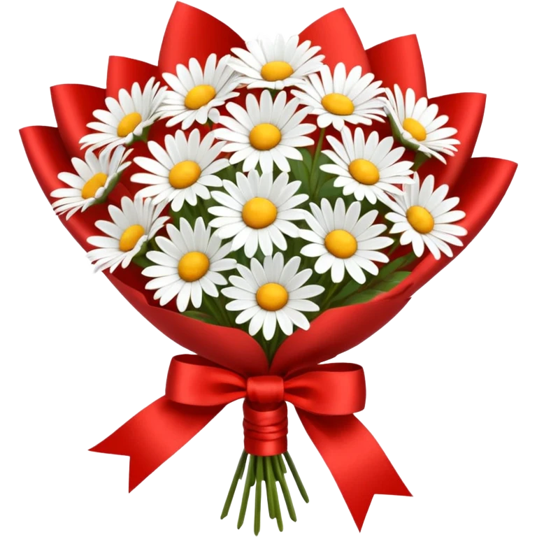 bouquet of daisy with bow and wrapping paper emoji