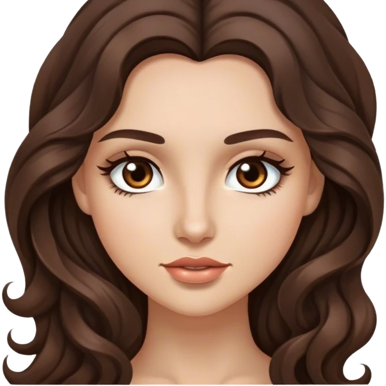 Brunettes with long wavy hair and brown eyes with lashes  emoji
