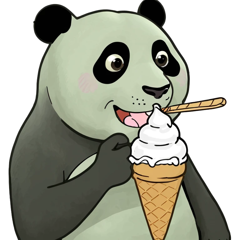 Panda eating ice cream emoji