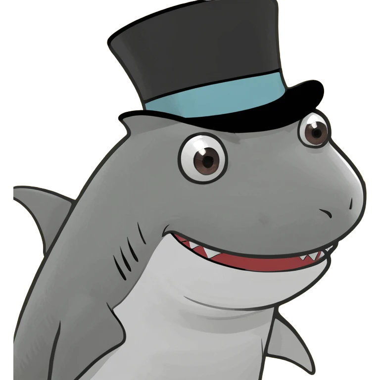 Shark with a top hat emoji