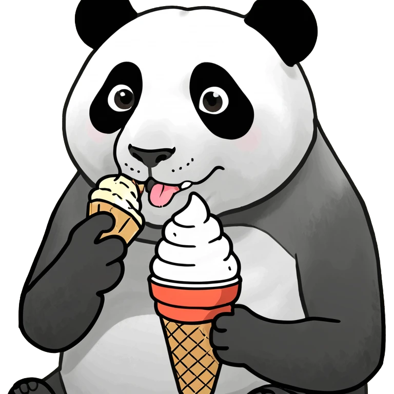 Panda eating ice cream emoji