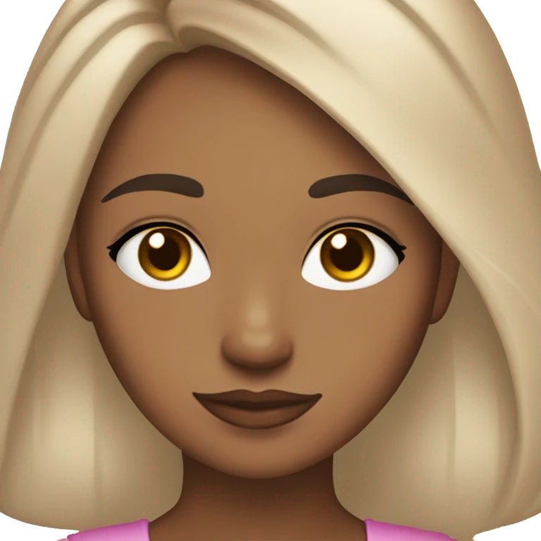 girl with honey brown hair and brows, hazel eyes and pinkish lips emoji
