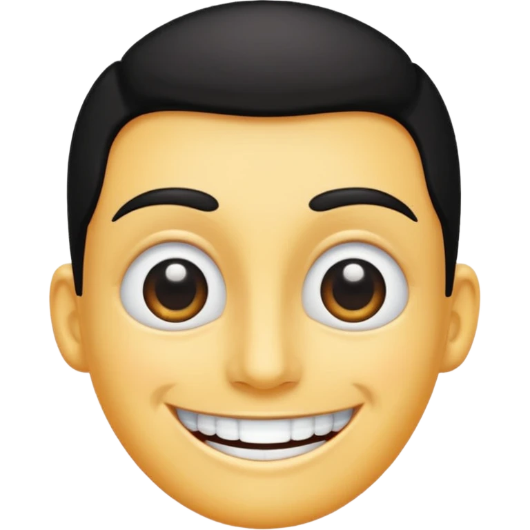 Black head with white smile and eyes emoji
