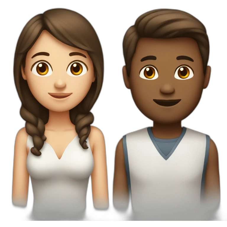 relationship into woman and man who has brown hair emoji