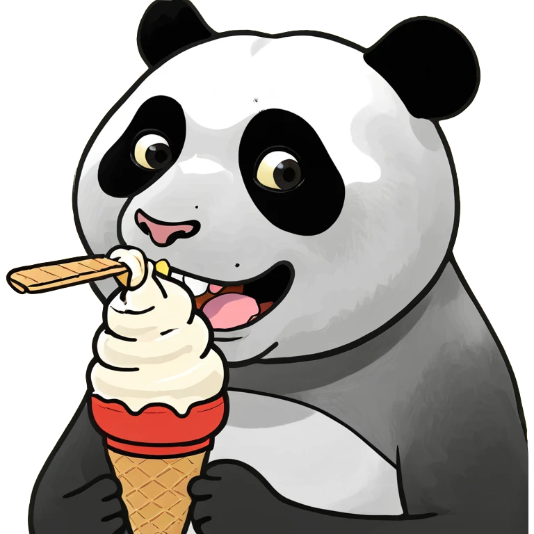 Panda eating ice cream emoji