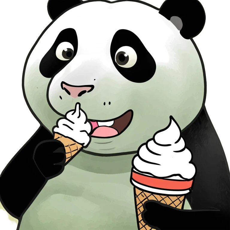 Panda eating ice cream emoji