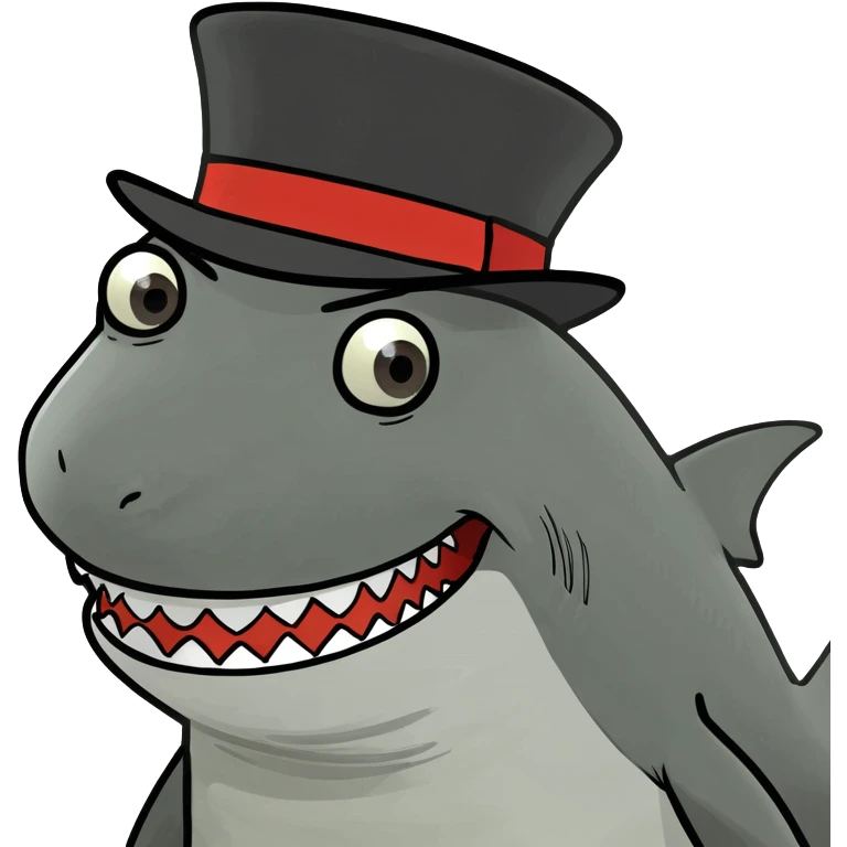 Shark with a top hat emoji