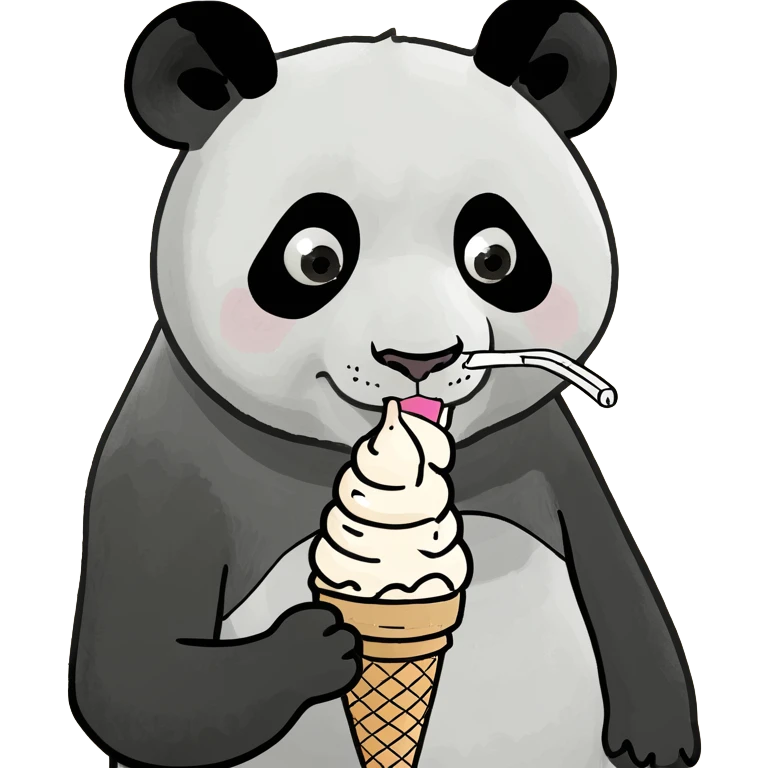 Panda eating ice cream emoji