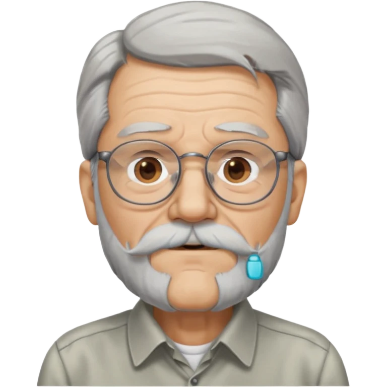 old man with long hair and beard wearing glasses with shirt emoji