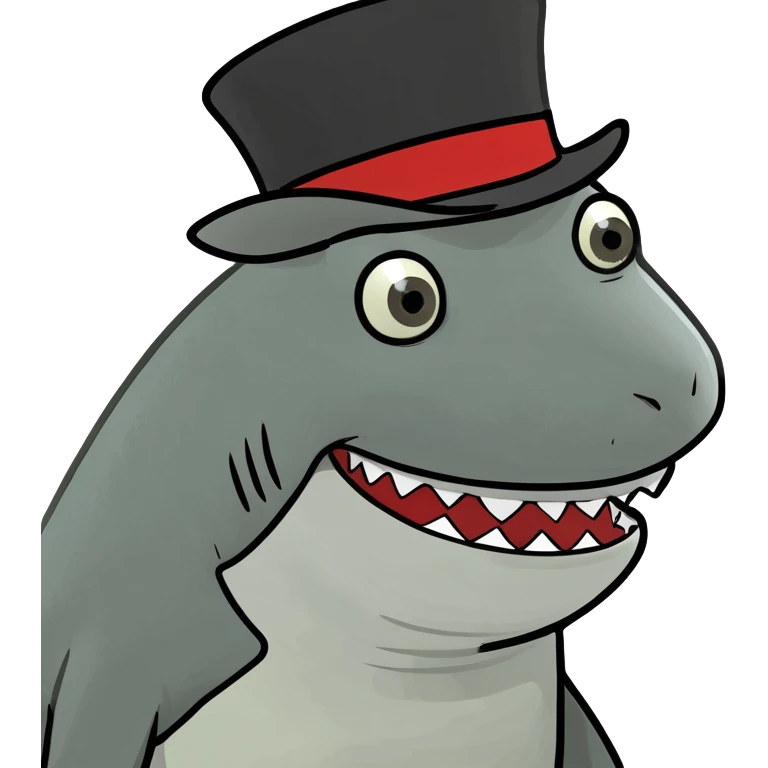 Shark with a top hat emoji