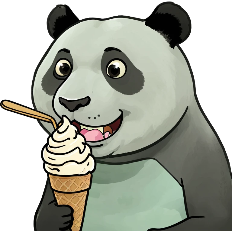 Panda eating ice cream emoji