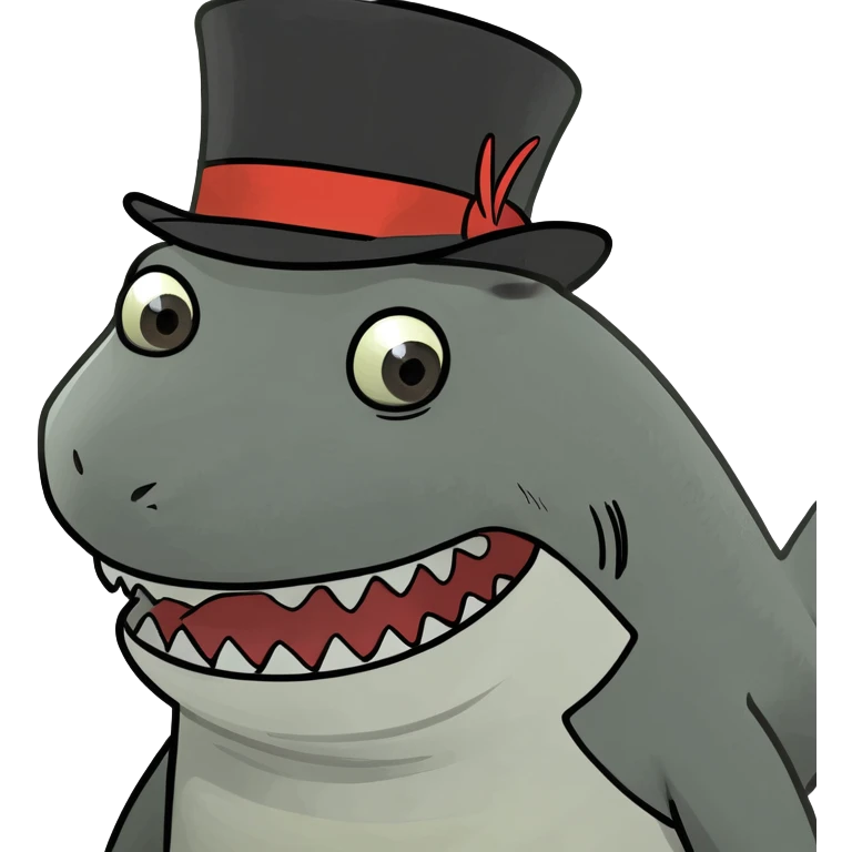 Shark with a top hat emoji