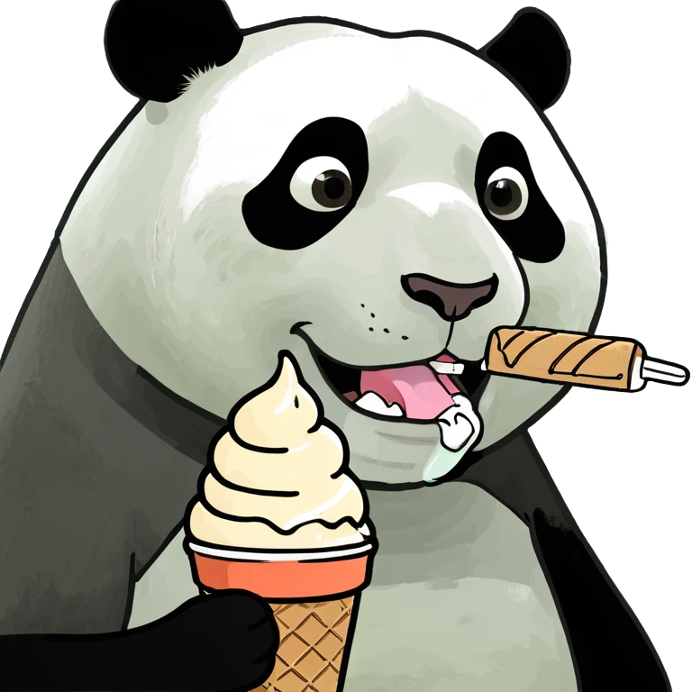 Panda eating ice cream emoji
