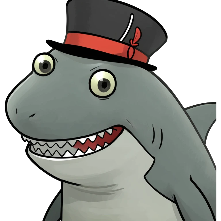 Shark with a top hat emoji