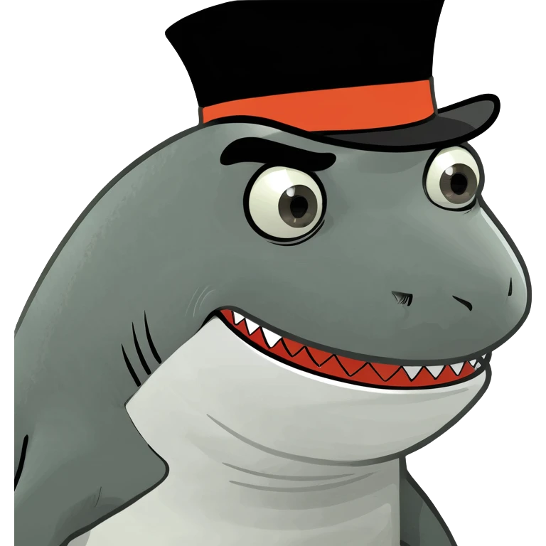 Shark with a top hat emoji