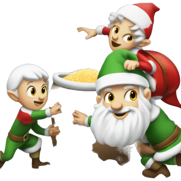 3 elves stealing Santa’s pile of salt emoji
