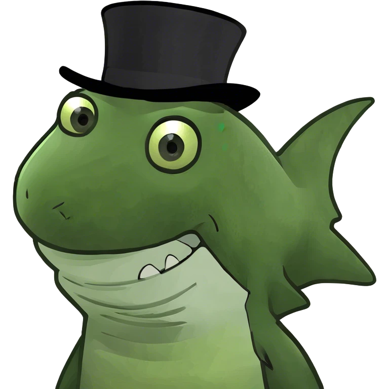 Shark with a top hat emoji