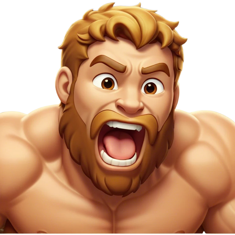 Cinematic Realistic Hercules Portrait, head tilted slightly with a dramatic, wide-open yawn, revealing a moment of relaxed strength. The lifelike textures of his powerful form and subtle, sunlit highlights emphasize his heroic presence even in a state of casual repose. emoji