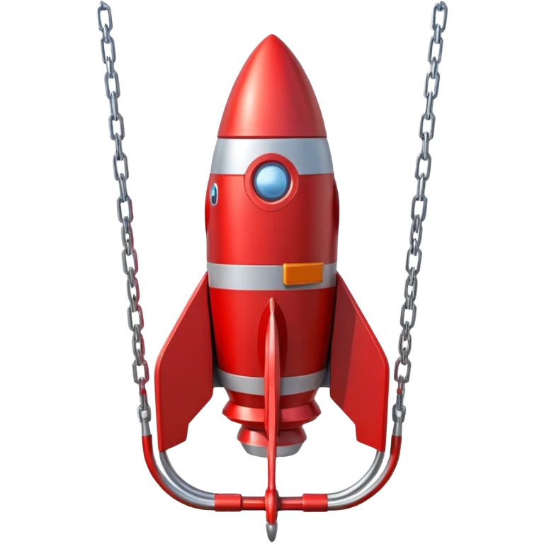 a swing seat with prominent rocket boosters on each side, positioned to launch the rider emoji