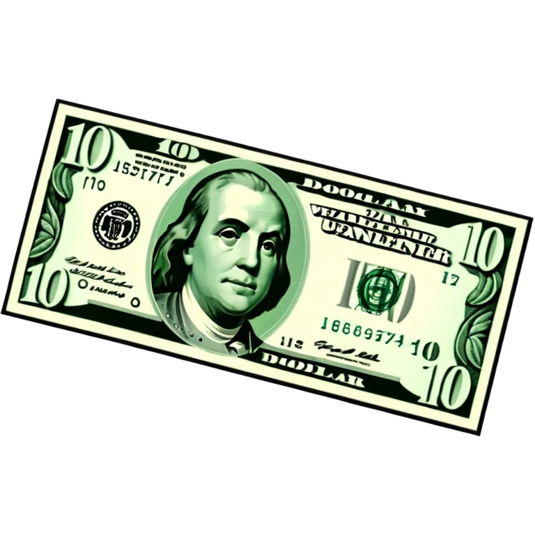 3D realistic US 100 dollar bill sticker, slight perspective, centered, clean cutout, transparent background, no text, no watermark emoji